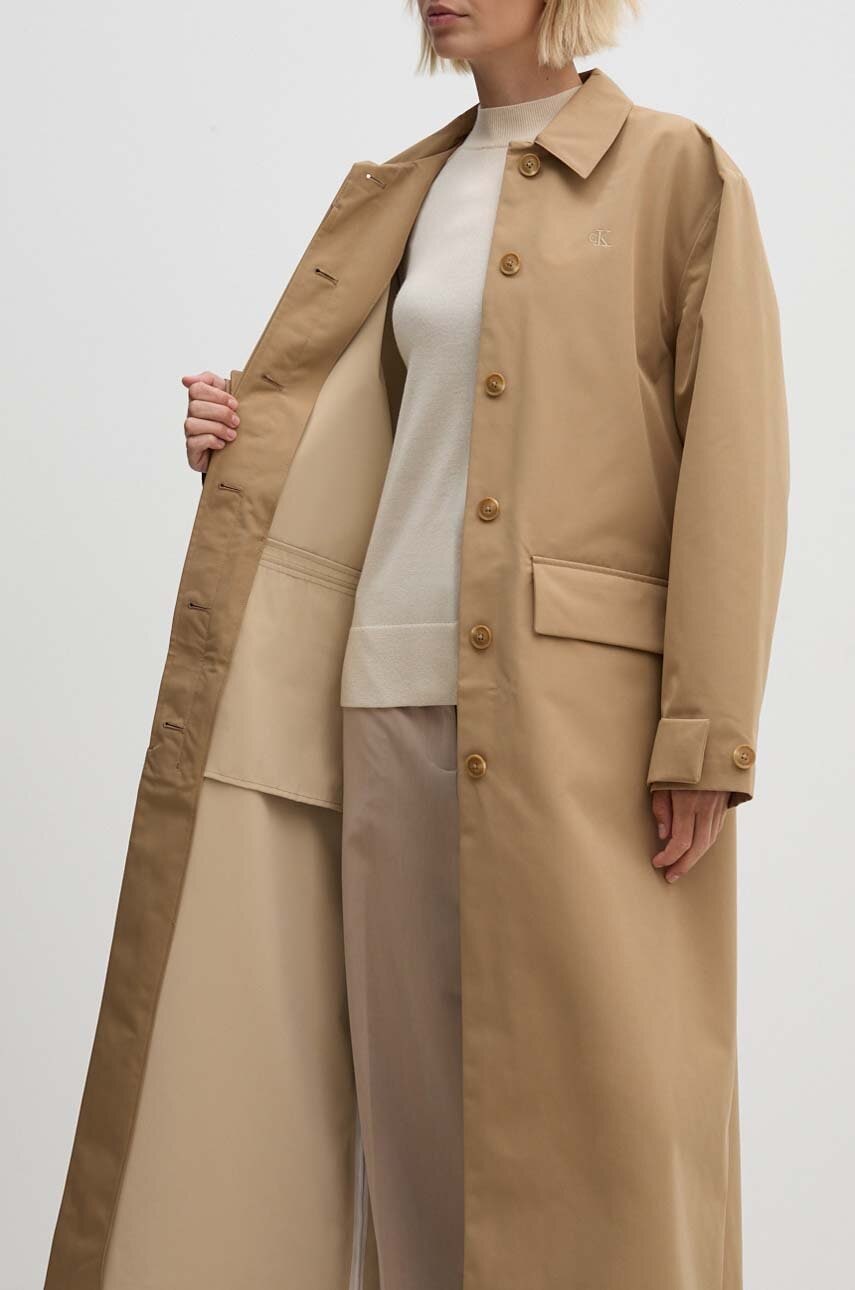 Παλτό Calvin Klein Jeans χρώμα: μπεζ, J20J224080 φωτογραφία