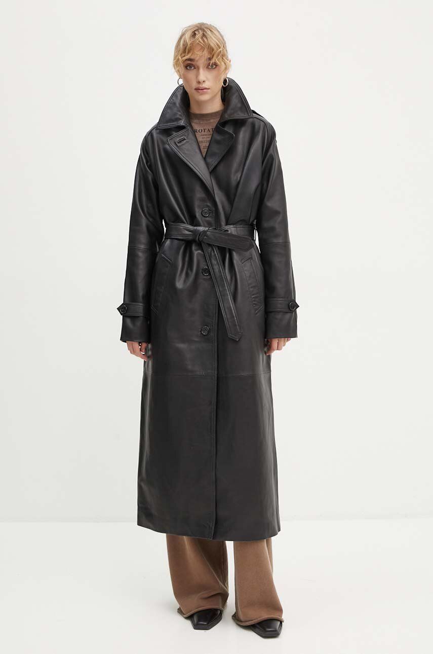 Iceberg palton de piele femei, culoarea negru, de tranzitie, oversize, ZN11 6804