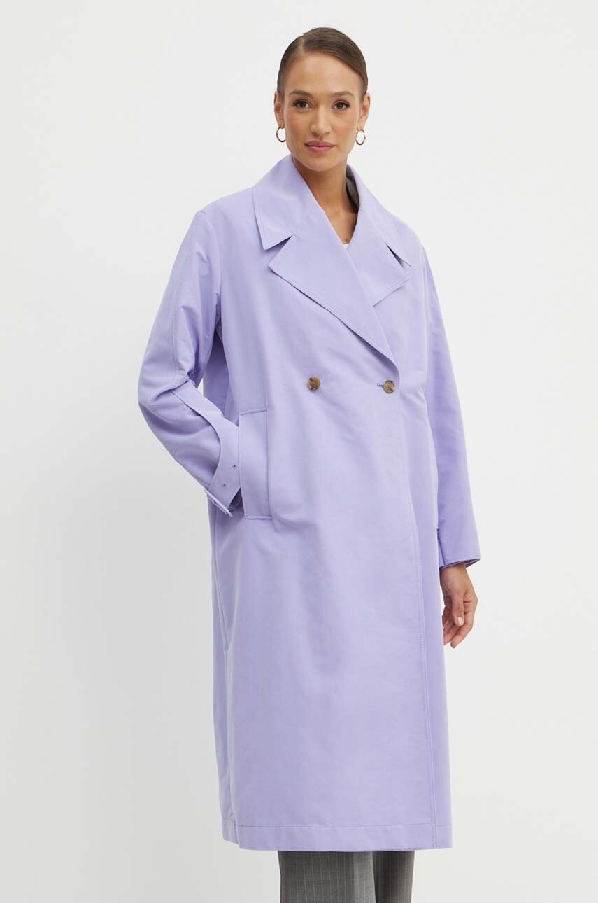 BOSS trenci femei, culoarea violet, de tranzitie, oversize, 50518476