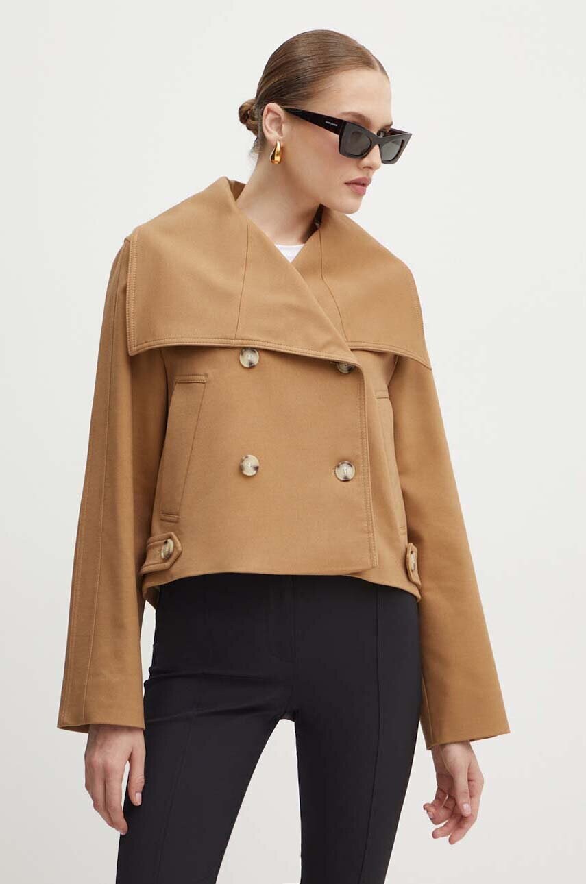 BOSS geaca femei, culoarea bej, de tranzitie, 50521829