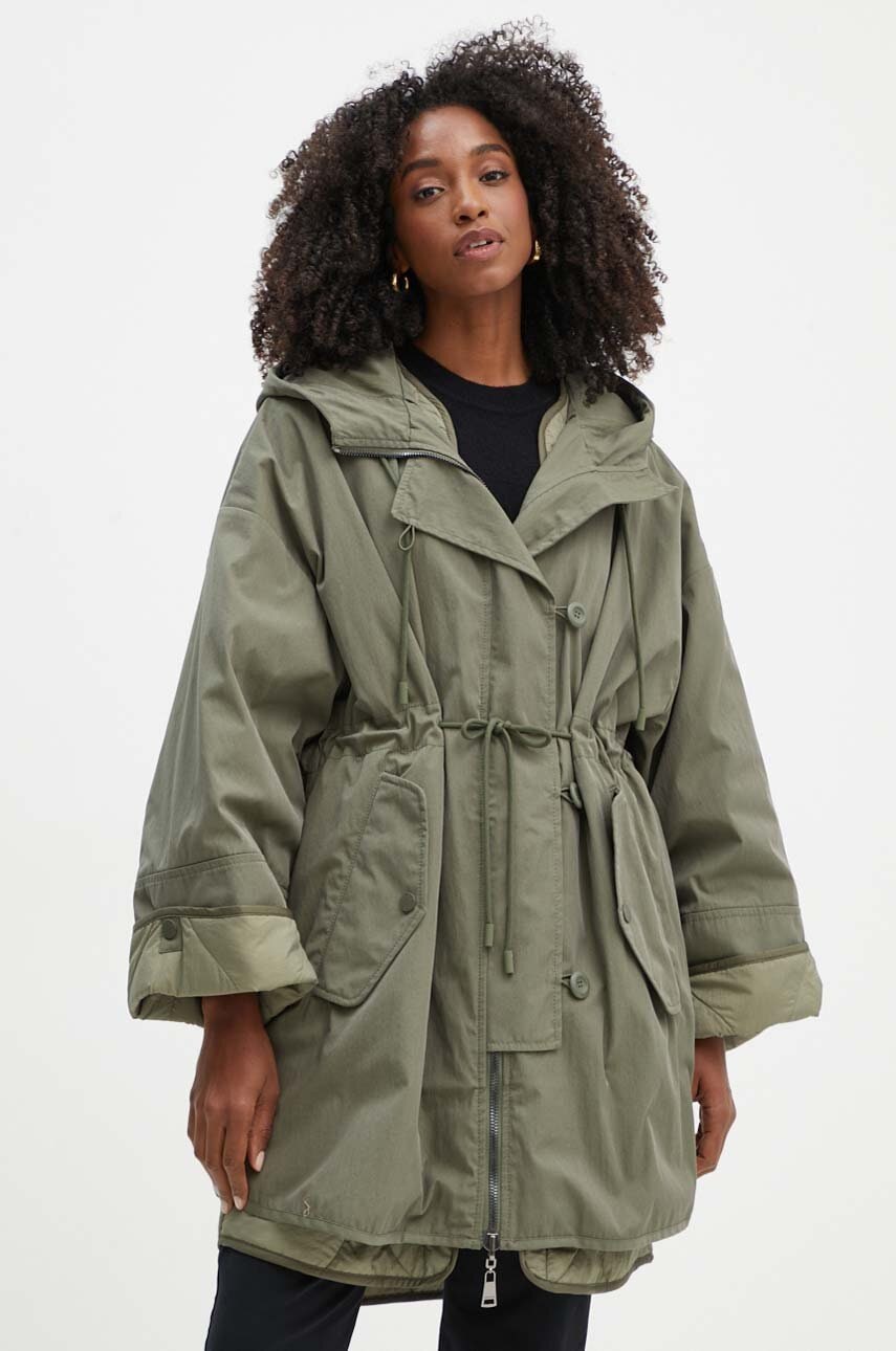 Weekend Max Mara parka reversibilă culoarea verde, de tranzitie, oversize, 2425026051600