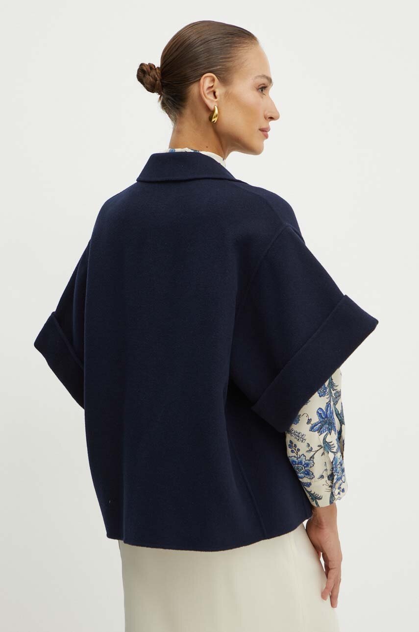 Вовняна куртка Weekend Max Mara колір синій перехідна oversize 2425086011600 