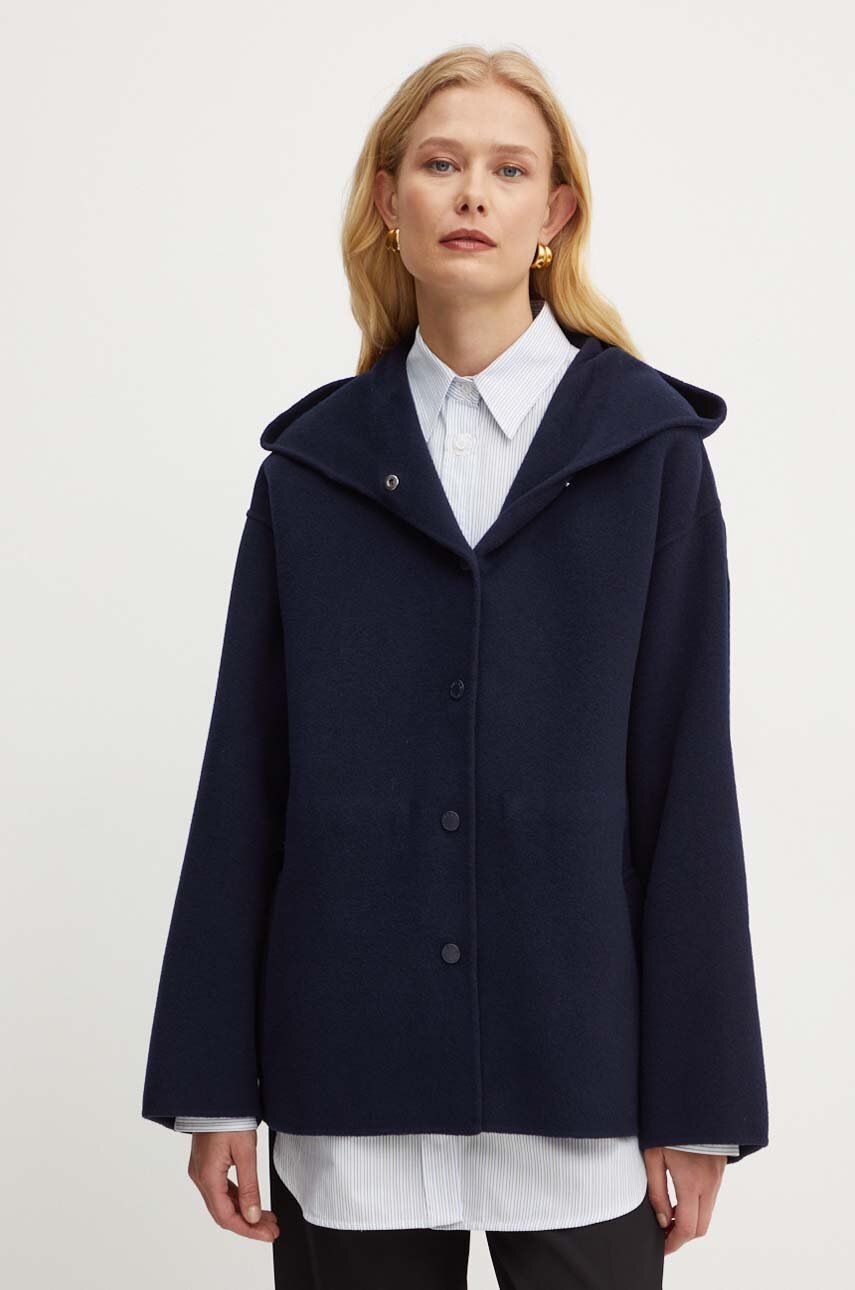 

Вълнено яке Weekend Max Mara в тъмносиньо преходен модел с уголемена кройка 2425086021600, Тъмносин
