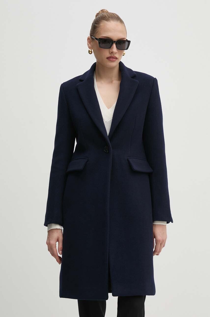 Pinko Μάλλινο παλτό Pinko χρώμα: ναυτικό μπλε, 103697 A225