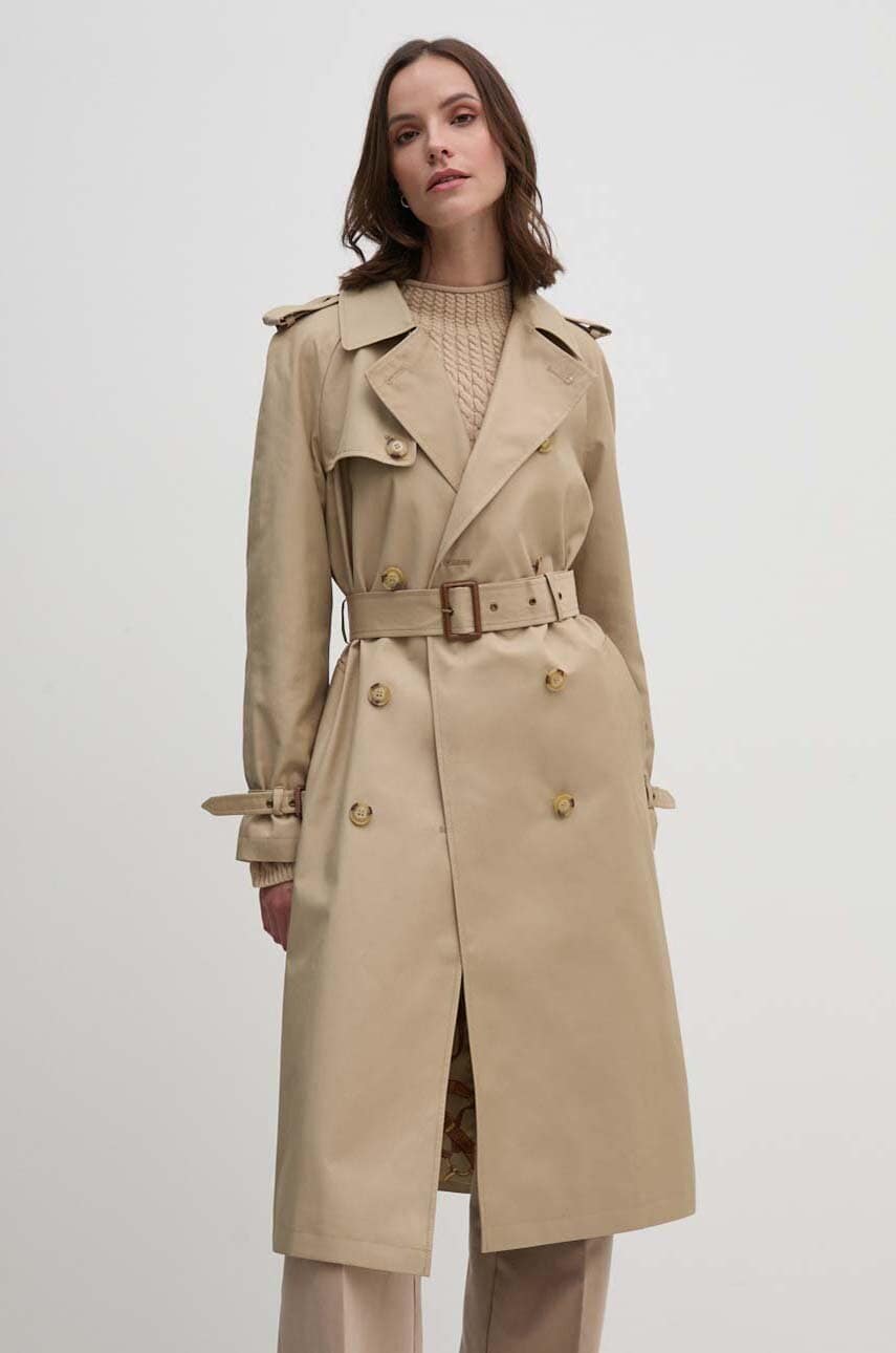 Levně Trench kabát Lauren Ralph Lauren dámský, béžová barva, přechodný, 297951259