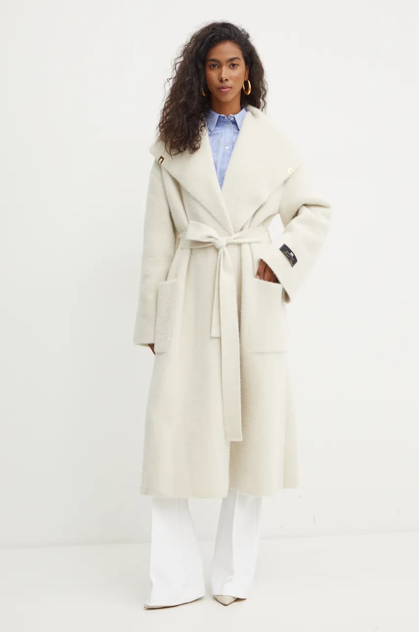 Пальто Elisabetta Franchi женское цвет бежевый переходное oversize CK15Q46E2 Пальто Elisabetta Franchi женское цвет бежевый переходное oversize CK15Q46E2