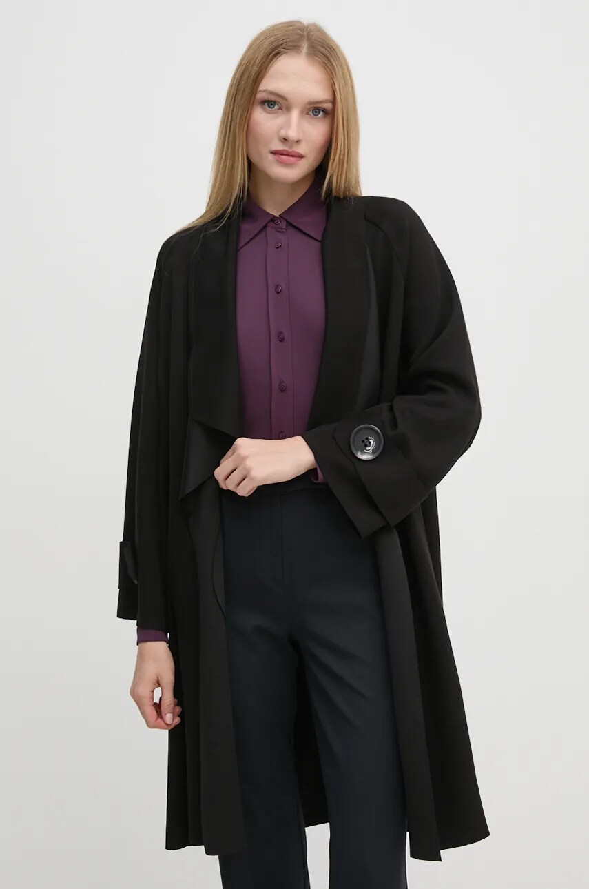 Joseph Ribkoff palton femei, culoarea negru, de tranzitie, oversize, 244171