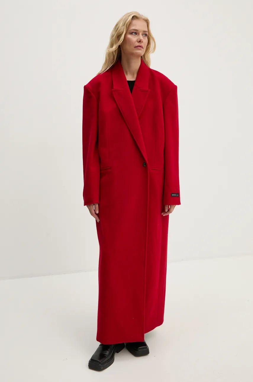 Herskind palton din lana Drew culoarea rosu, de tranzitie, cu doua randuri de nasturi, 5381158 Herskind palton din lana Drew culoarea rosu, de tranzitie, cu doua randuri de nasturi, 5381158