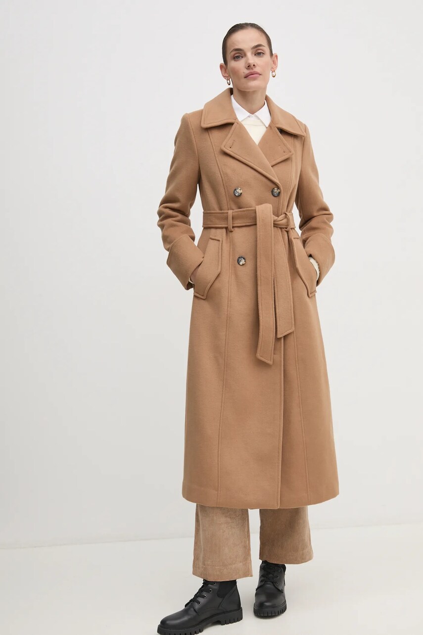 Dkny palton din lana culoarea maro, de tranzitie, D2G4A204
