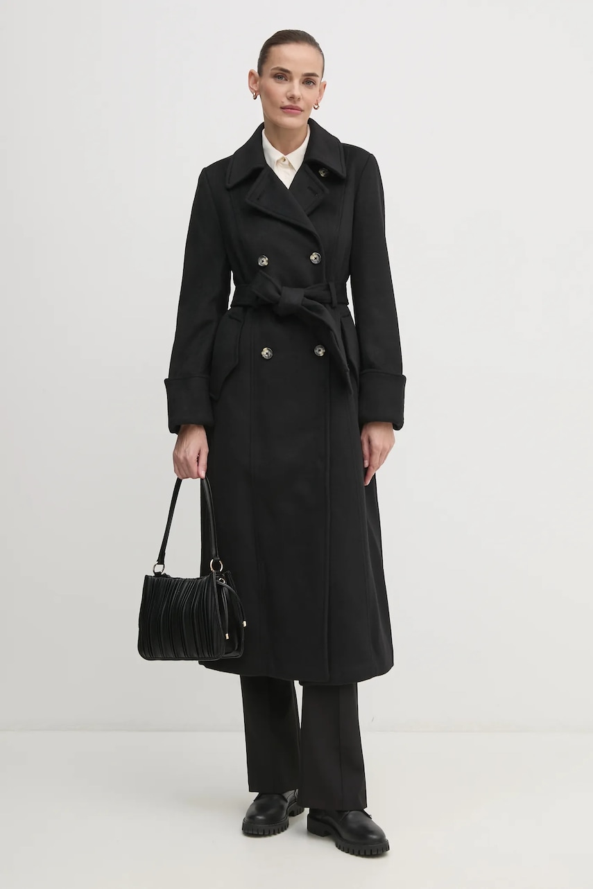 Dkny palton din lana culoarea negru, de tranzitie, D2G4A204