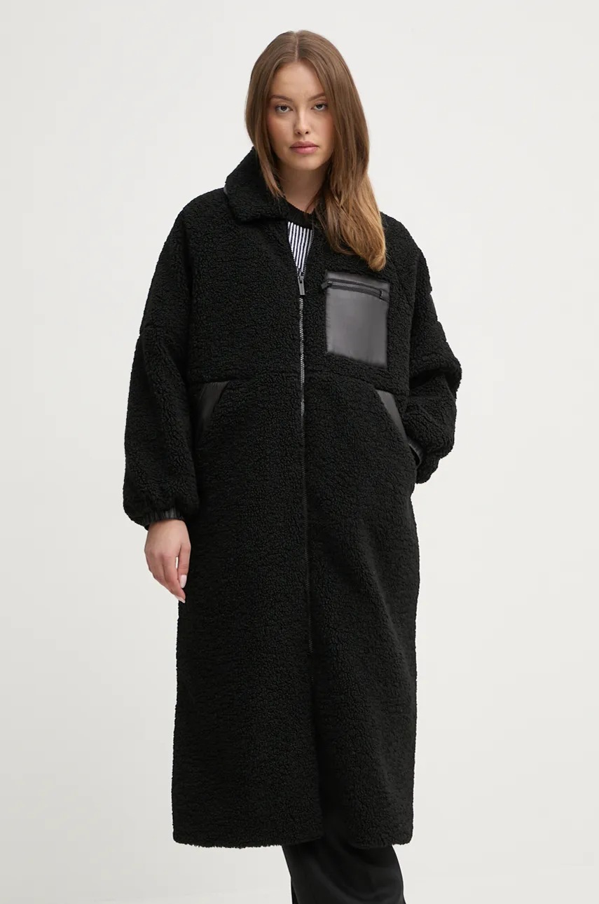 

Палто Dkny в черно преходен модел с уголемена кройка DJ4J6029, Черен