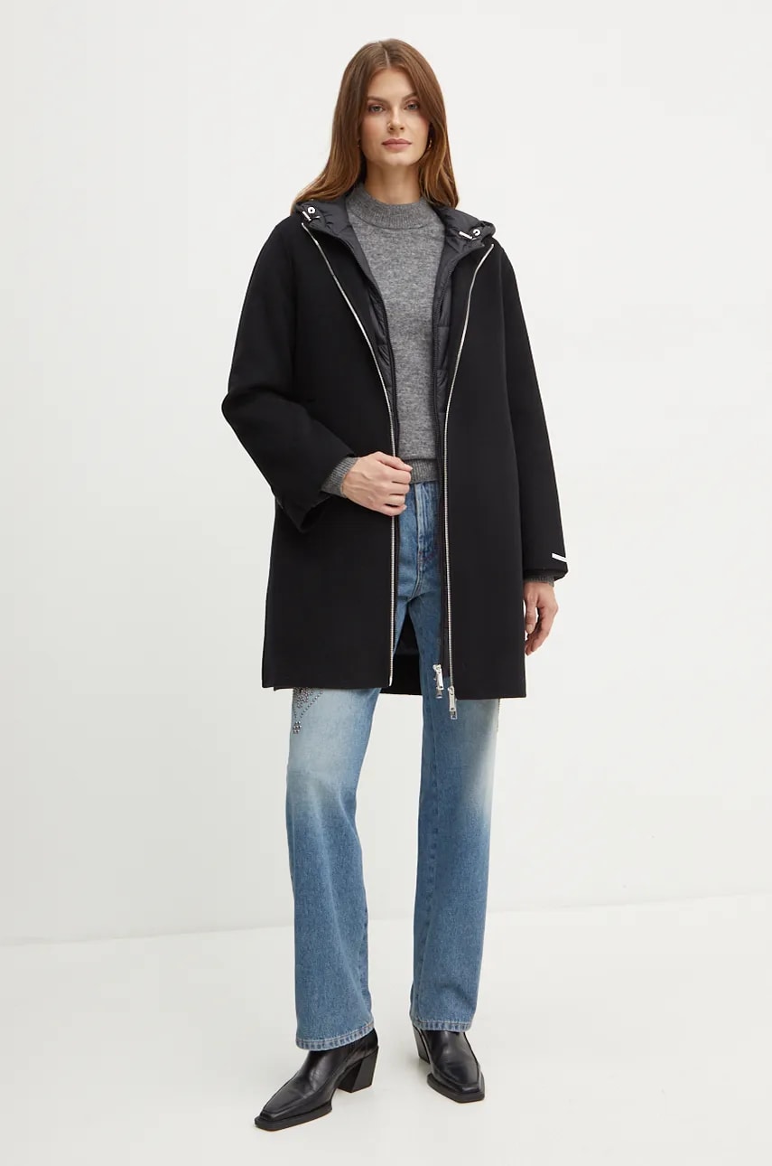 Marella palton de lana culoarea negru, de tranzitie, 2423036014200