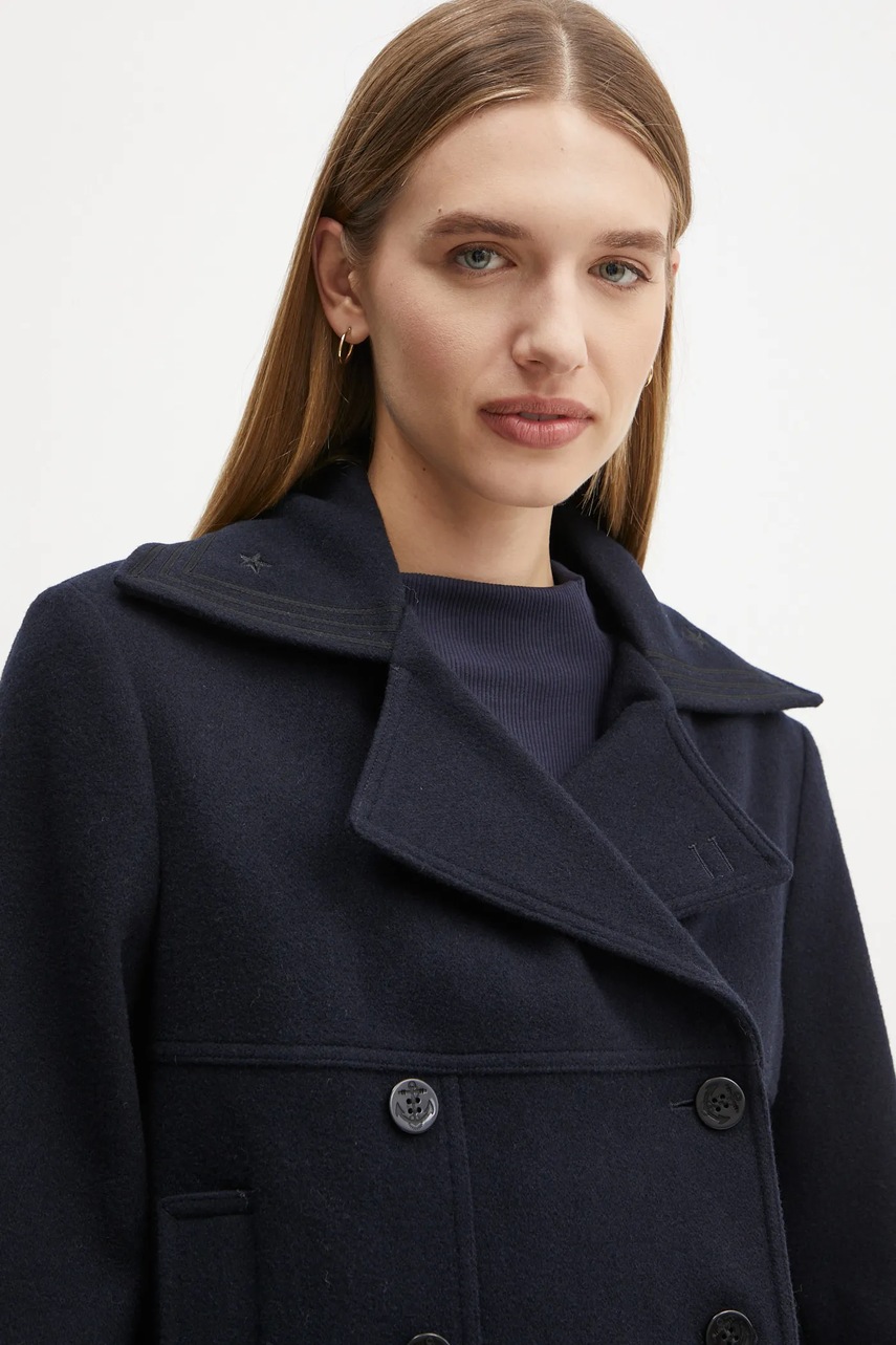 Μάλλινο παλτό The Kooples χρώμα: ναυτικό μπλε, FMAN29001K φωτογραφία