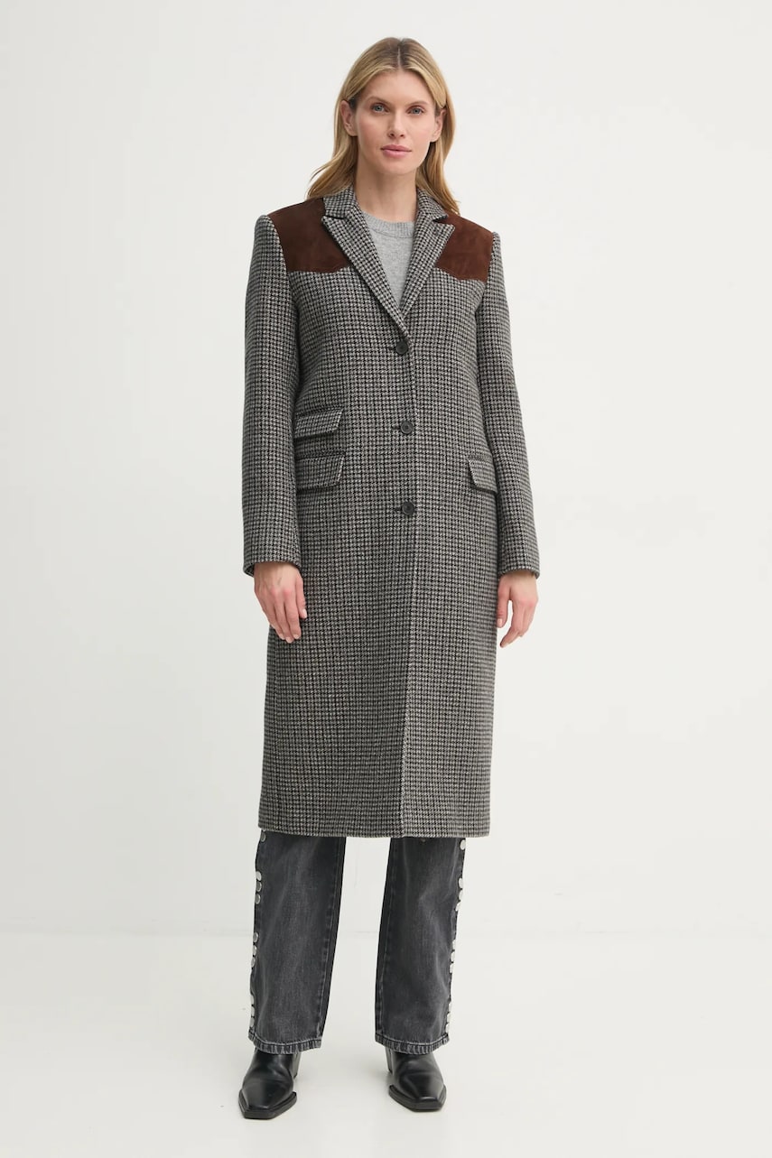 The Kooples palton femei, culoarea gri, de tranzitie, FMAN29002K The Kooples palton femei, culoarea gri, de tranzitie, FMAN29002K
