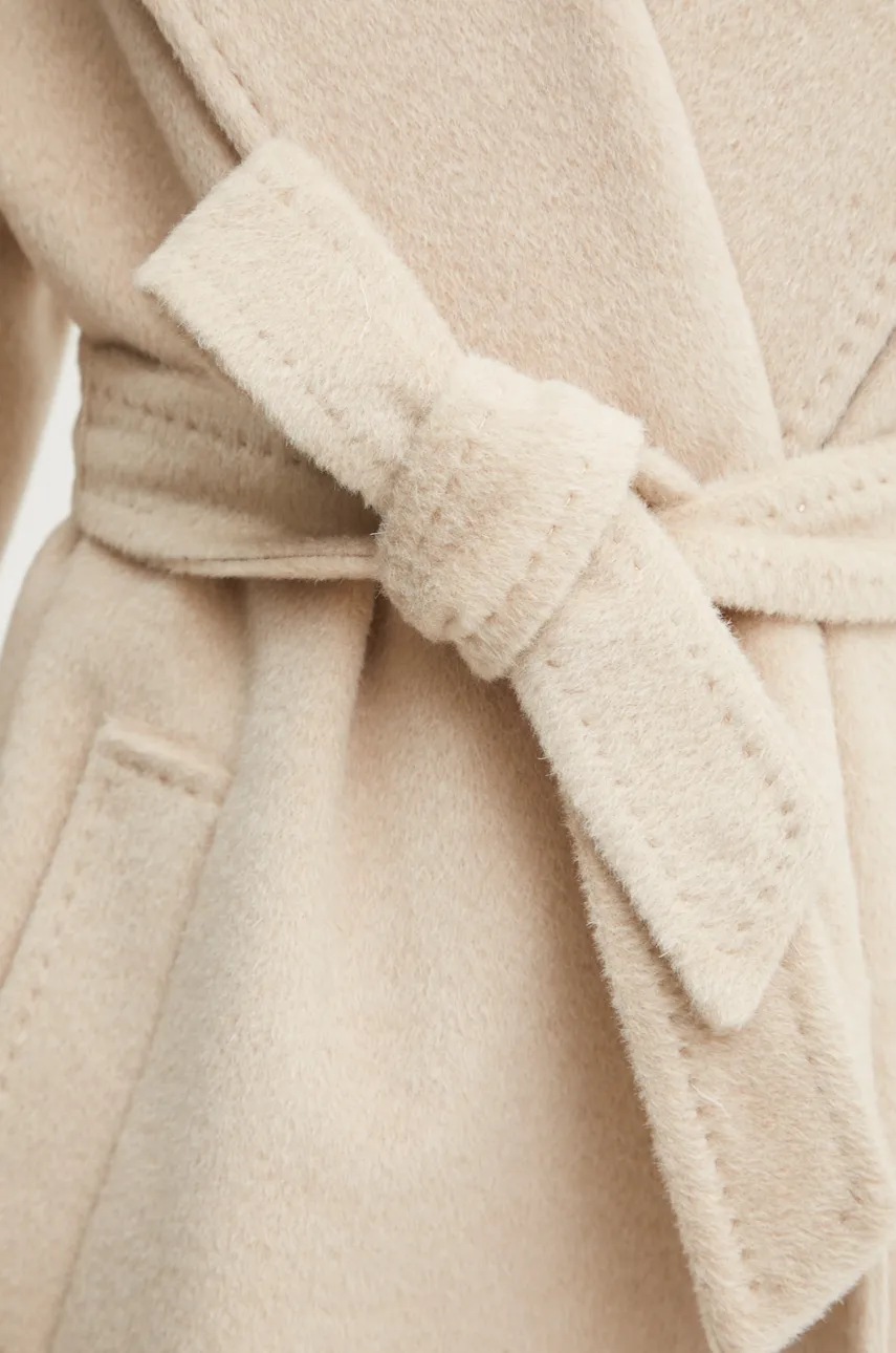 Вовняне пальто Weekend Max Mara колір бежевий перехідне 2425016102600 