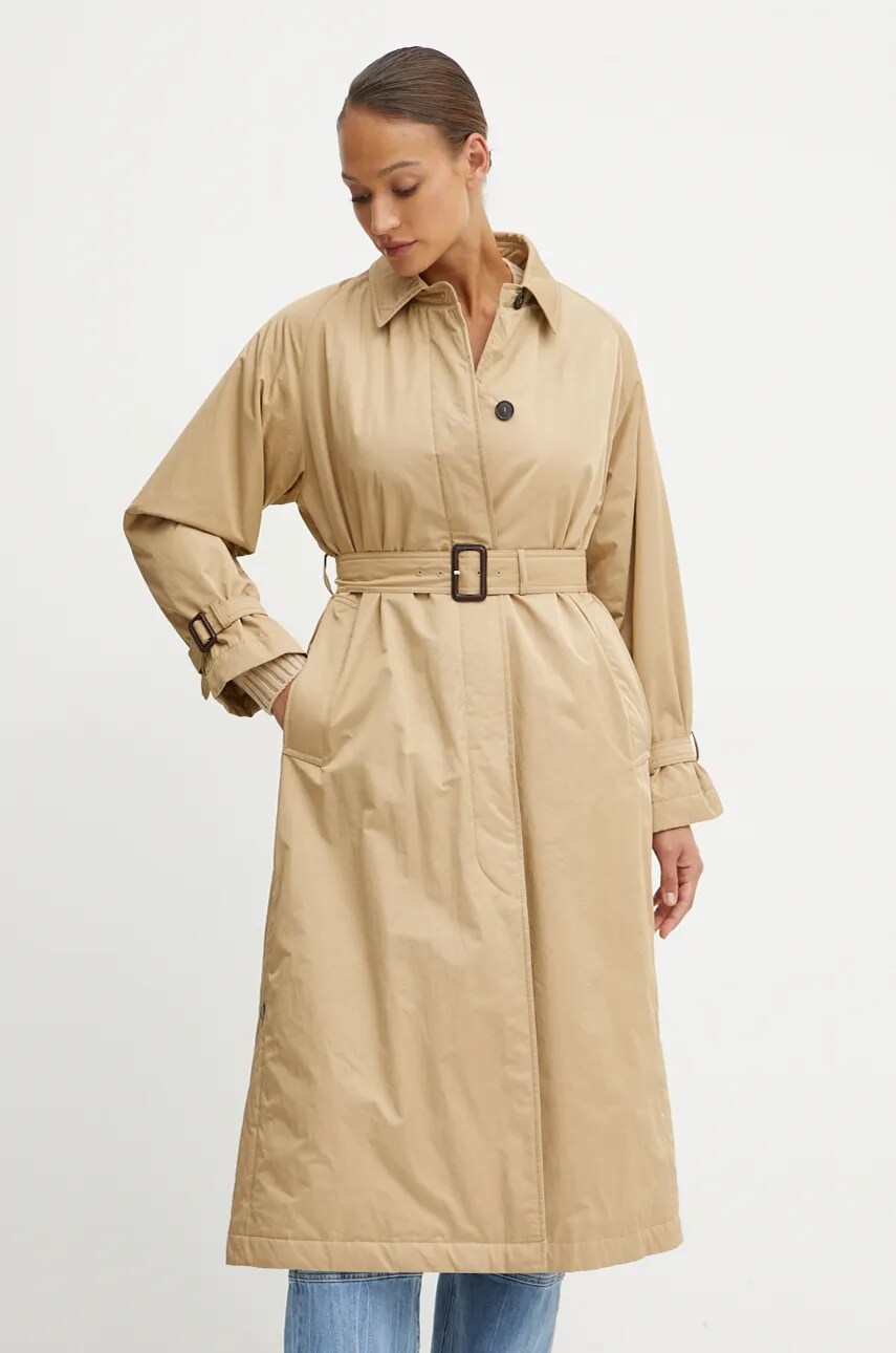 Weekend Max Mara palton cu doua fete femei, culoarea bej, de tranzitie, 2425026012600