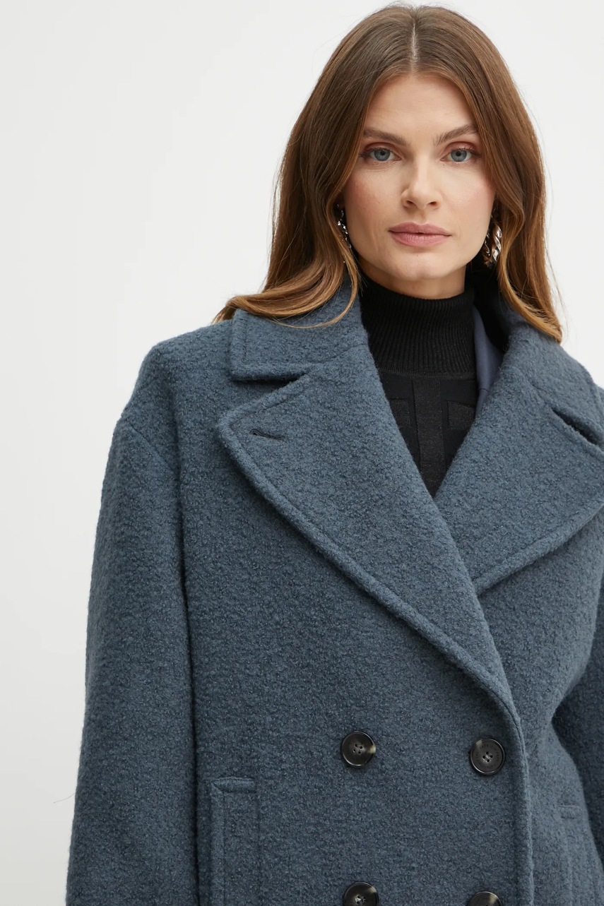 Вовняне пальто Patrizia Pepe колір сірий перехідний oversize 2O0157 A489 