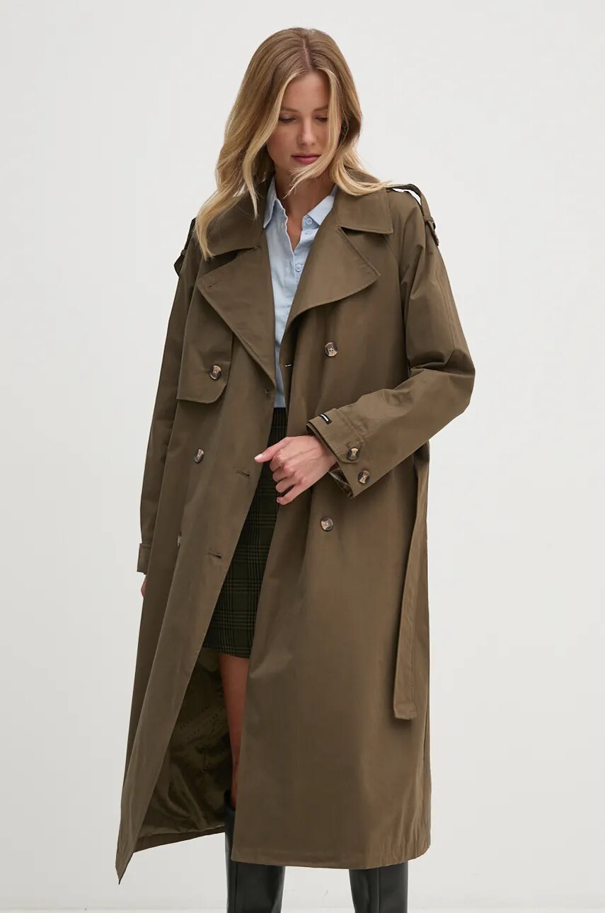 Pepe Jeans trenci BIANCA femei, culoarea verde, de tranzitie, oversize, PL402446