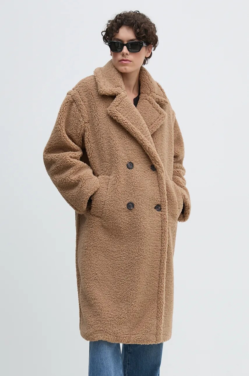 Joop! palton femei, culoarea bej, de tranzitie, oversize, 30044229