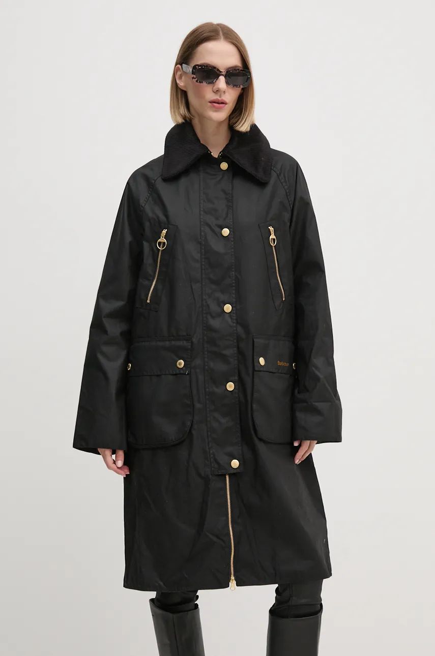 Barbour geaca femei, culoarea negru, de tranzitie, LWX1398