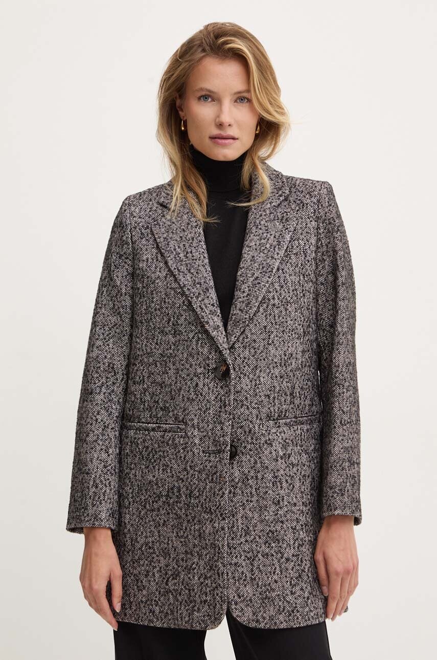 Sisley palton din lana culoarea gri, de tranzitie, 2LEYLN04P