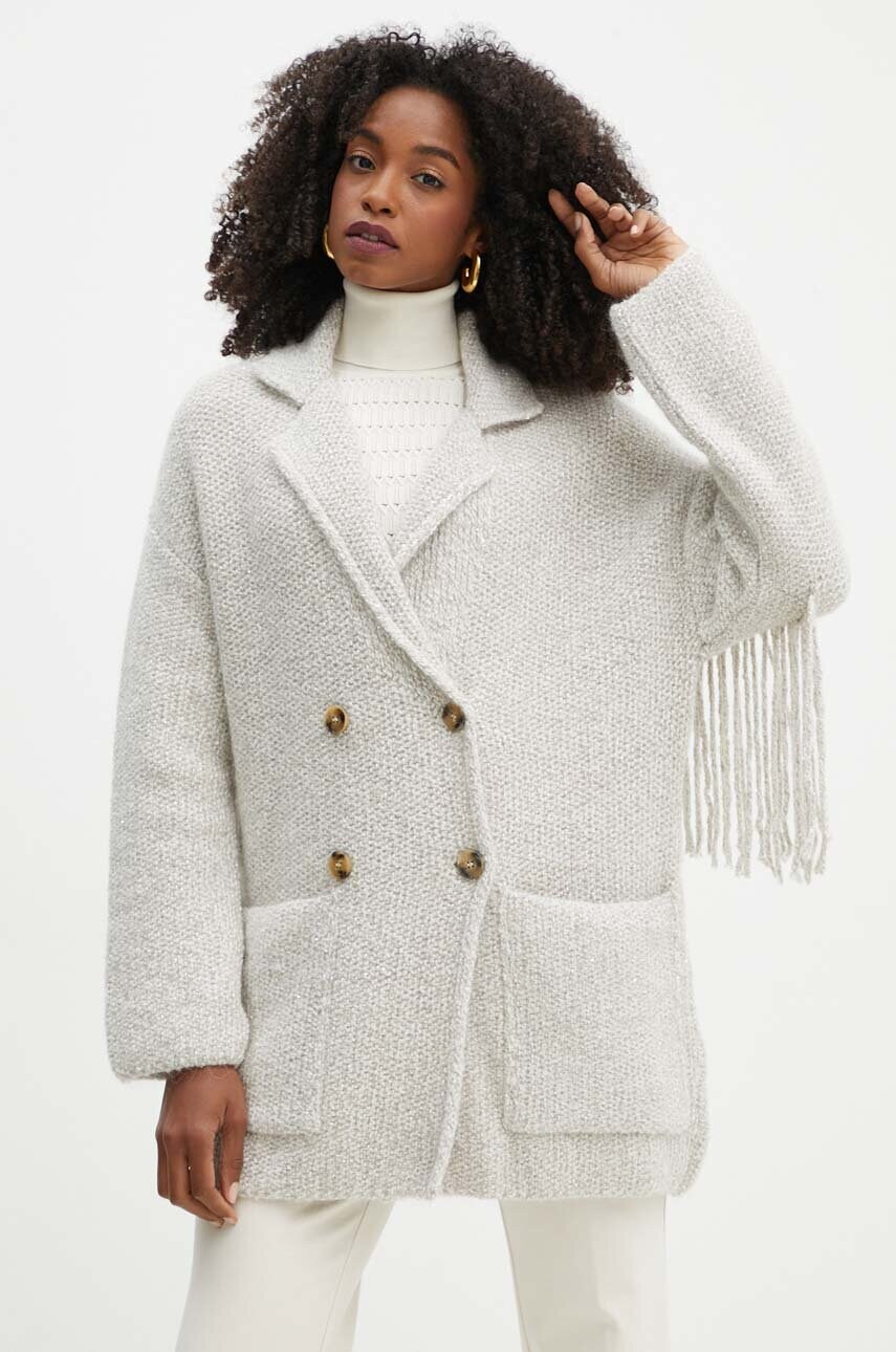 Marella cardigan din amestec de lana culoarea bej, călduros, 2423906025200