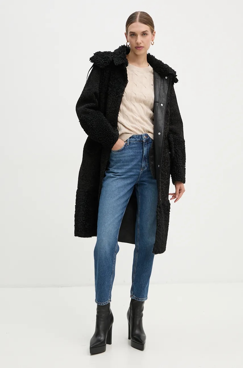 Пальто Boss Orange женский цвет чёрный переходной oversize 50524474 Пальто Boss Orange женский цвет чёрный переходной oversize 50524474