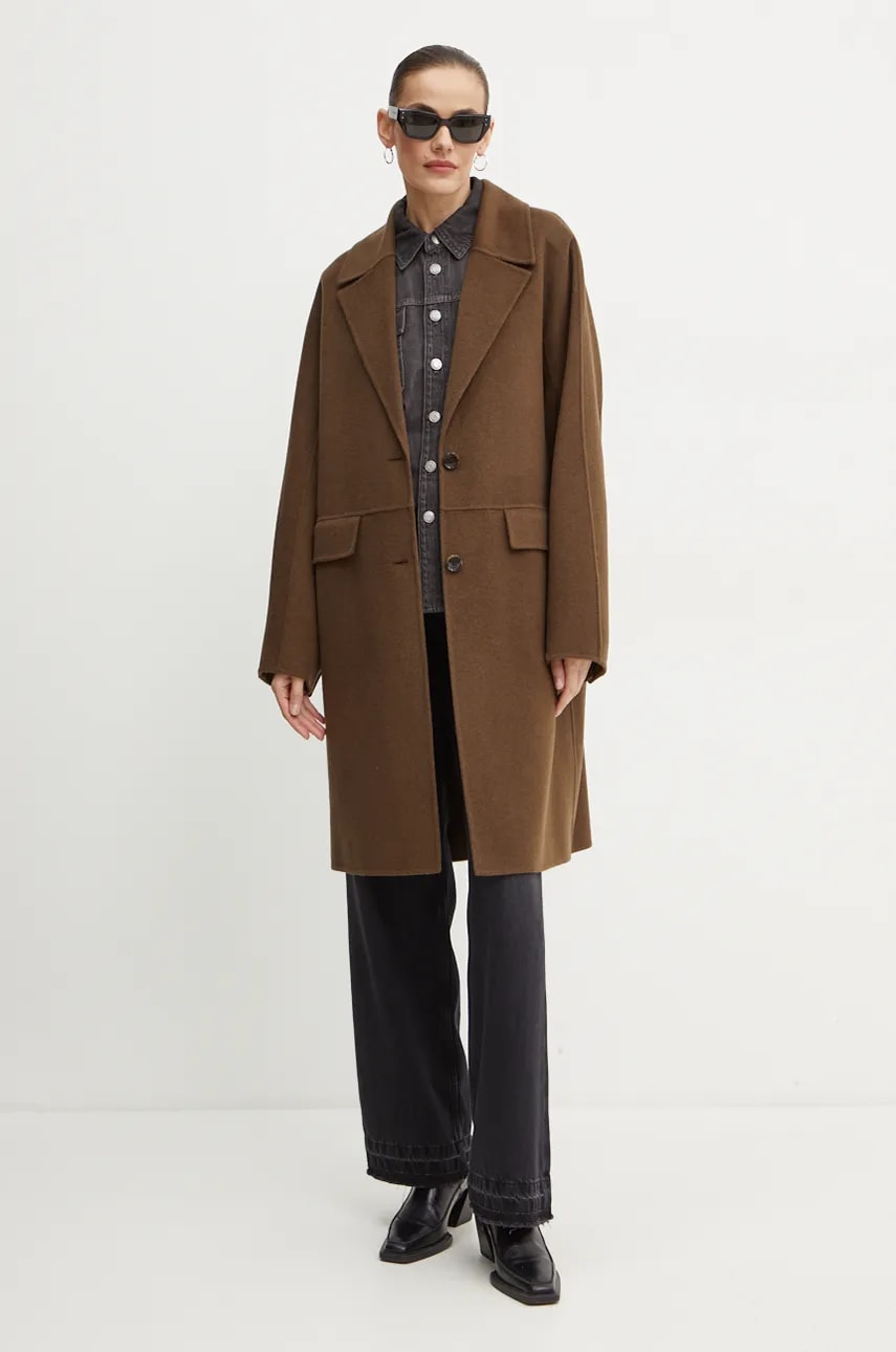Шерстяное пальто BOSS цвет зелёный переходное oversize 50518893 Шерстяное пальто BOSS цвет зелёный переходное oversize 50518893