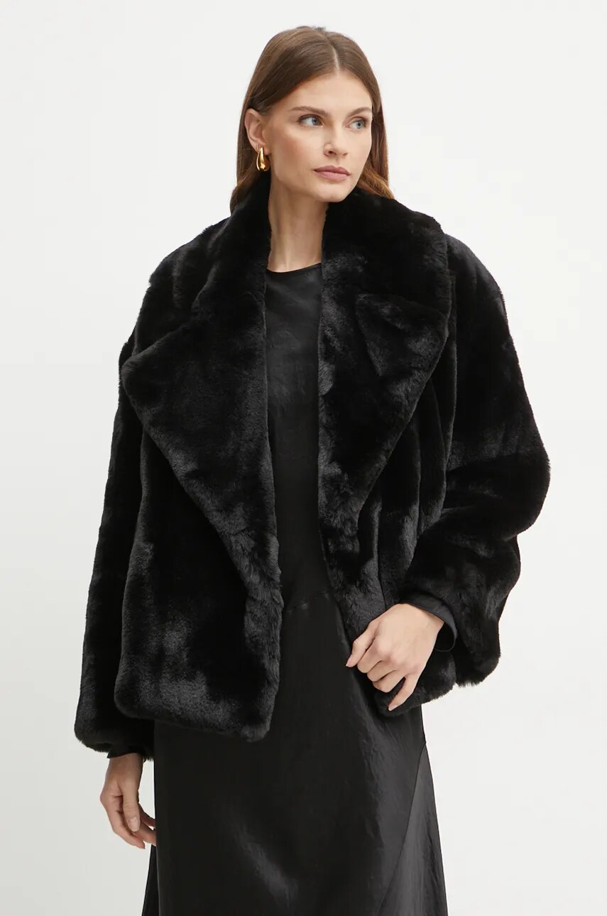 BOSS palton femei, culoarea negru, de tranzitie, oversize, 50524986