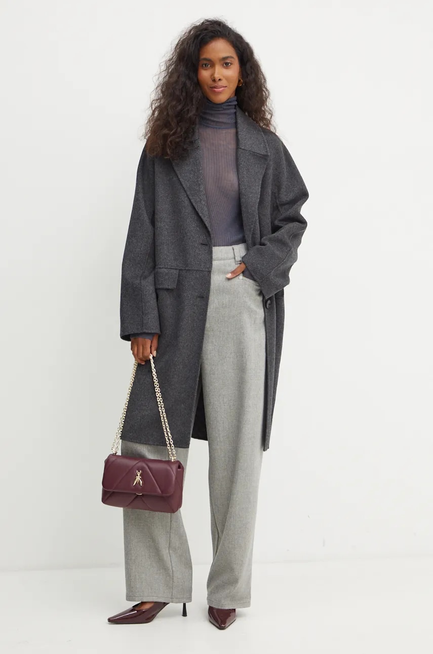 Шерстяное пальто BOSS цвет серый переходной oversize 50528108 Шерстяное пальто BOSS цвет серый переходной oversize 50528108