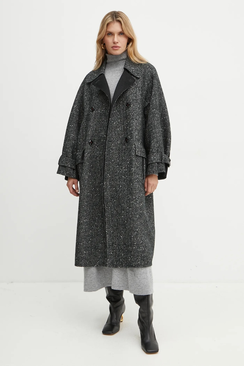 MAX&Co. palton din lana culoarea gri, de tranzitie, oversize, 2426016014200