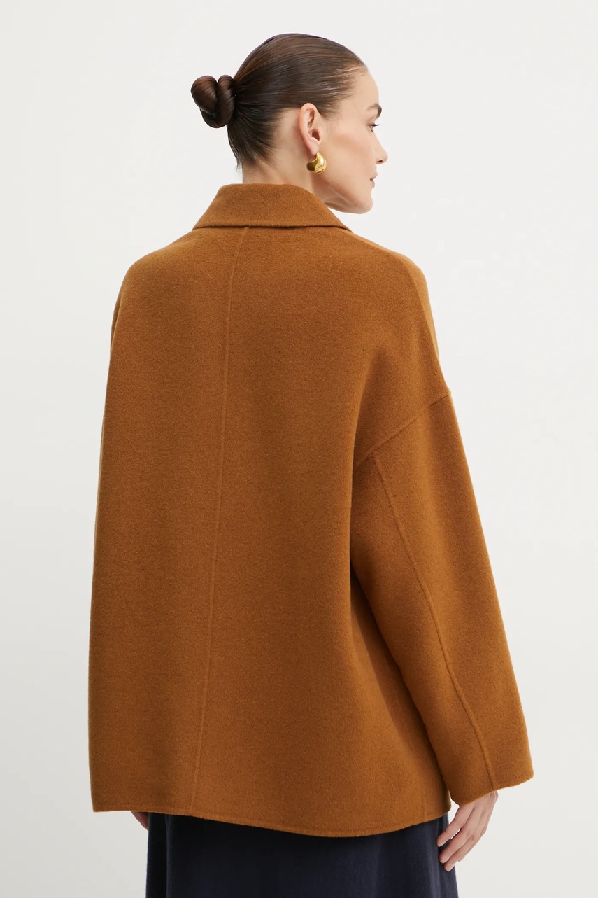 Вовняне пальто MAX&Co. колір коричневий перехідне oversize 2426086013200 