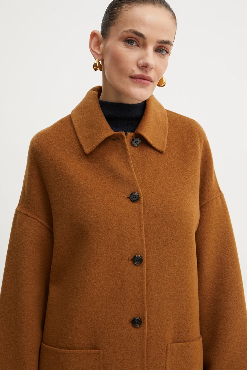 Вовняне пальто MAX&Co. колір коричневий перехідне oversize 2426086013200 