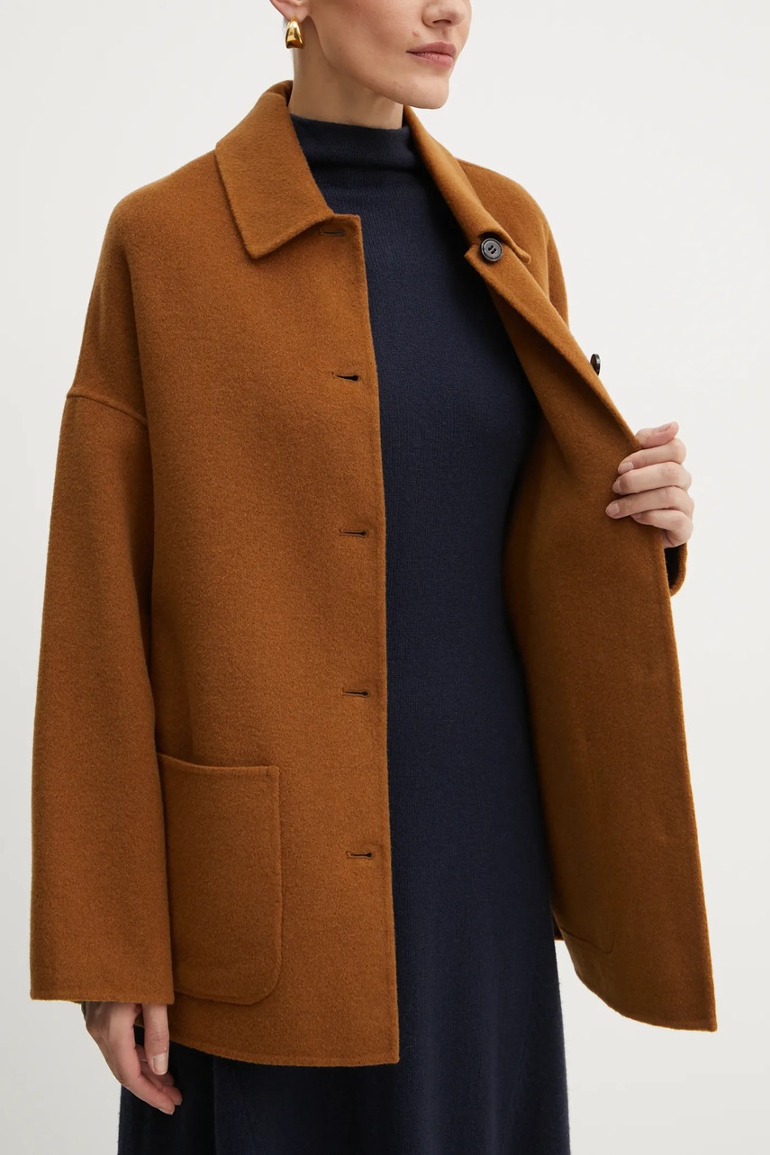 Вовняне пальто MAX&Co. колір коричневий перехідне oversize 2426086013200 