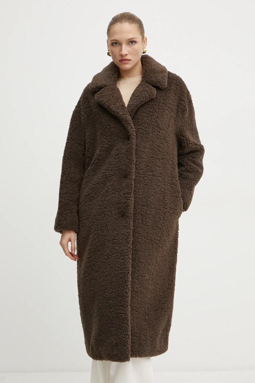 Levně Kabát Guess ALINA dámský, hnědá barva, přechodný, W3BL86 WF2C2