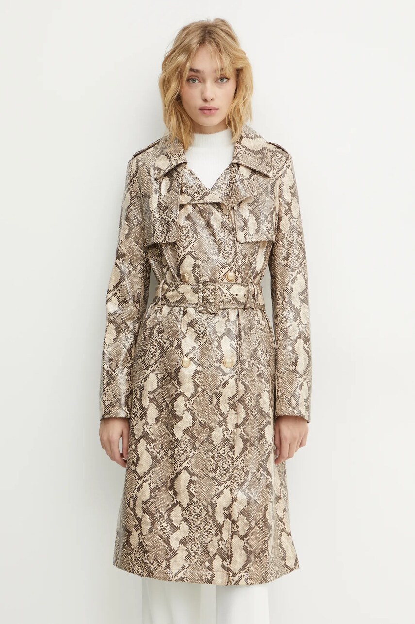 Levně Trench kabát Guess BRIANA dámský, béžová barva, přechodný, W4BL06 WGHP0
