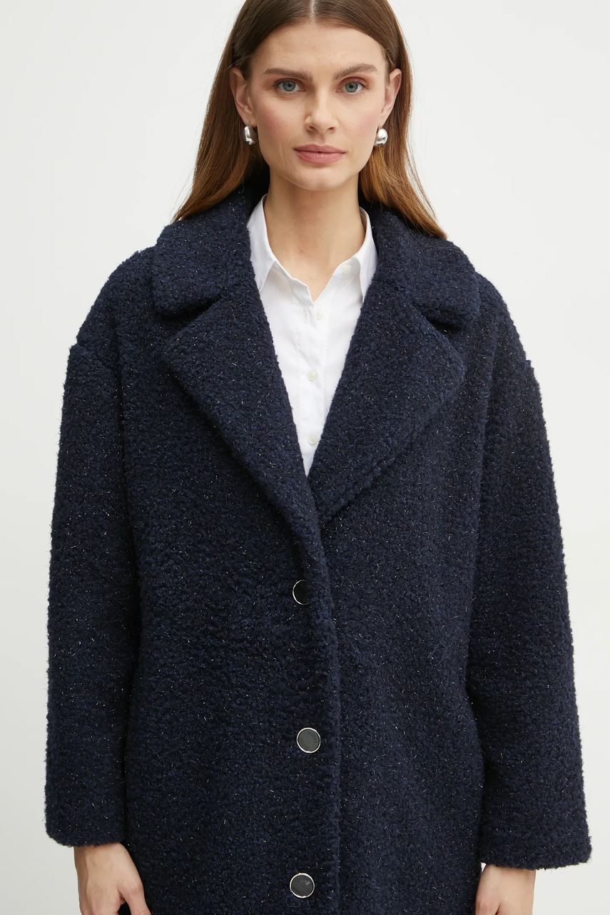 Пальто Guess BERENICE жіноче колір синій перехідне oversize W4BL10 WGHS0 