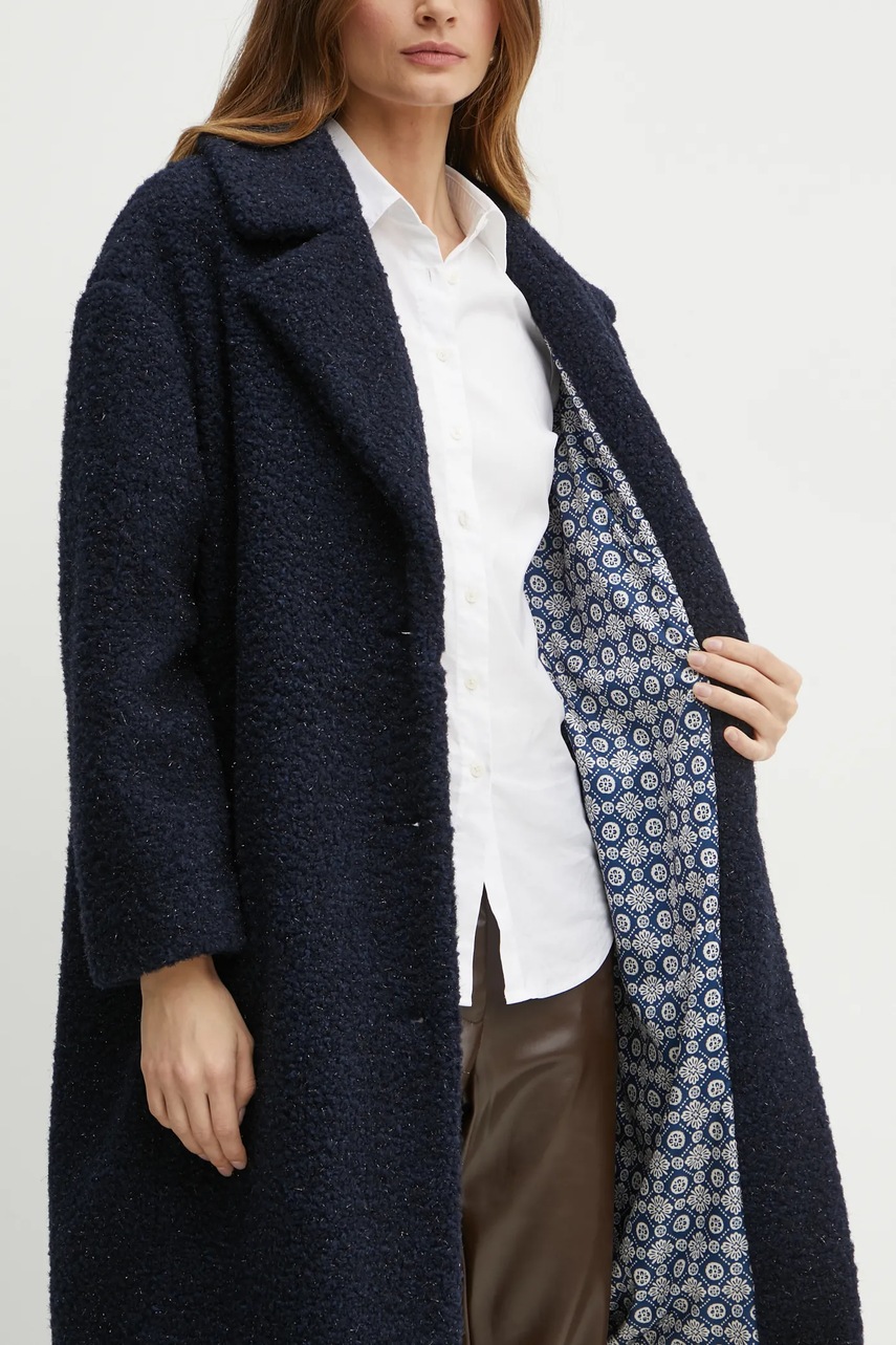 Пальто Guess BERENICE жіноче колір синій перехідне oversize W4BL10 WGHS0 