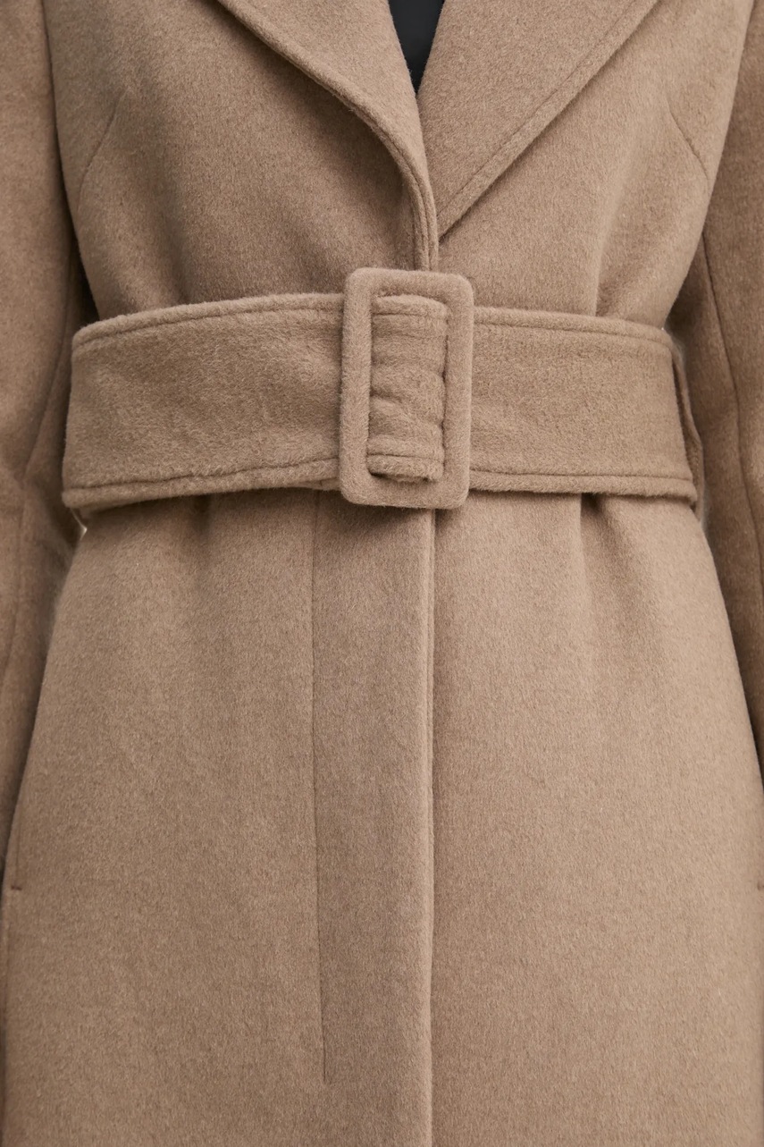 Μάλλινο παλτό Remain χρώμα: μπεζ, 502089 φωτογραφία