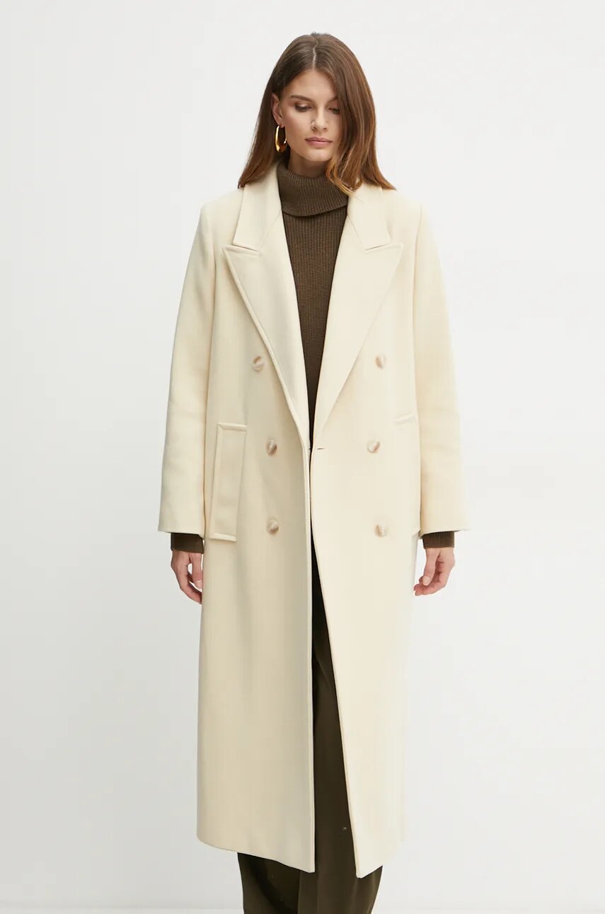 Ivy Oak palton de lana culoarea bej, de tranzitie, IO111135