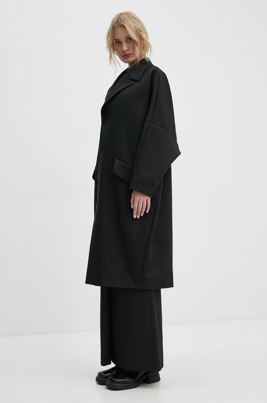 MM6 Maison Margiela palton femei, culoarea negru, de tranzitie, oversize, S62AA0087.M35222 MM6 Maison Margiela palton femei, culoarea negru, de tranzitie, oversize, S62AA0087.M35222