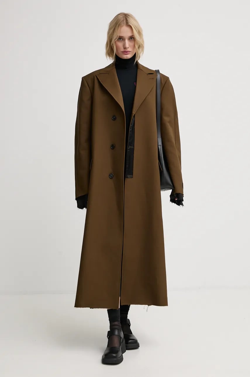 MM6 Maison Margiela palton femei, culoarea verde, de tranzitie, S62AA0088.M35222 MM6 Maison Margiela palton femei, culoarea verde, de tranzitie, S62AA0088.M35222