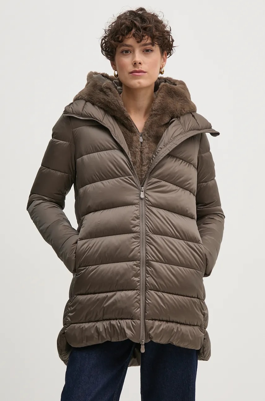 Save The Duck geaca MATILDA femei, culoarea verde, de iarna, D40280W.JADE19