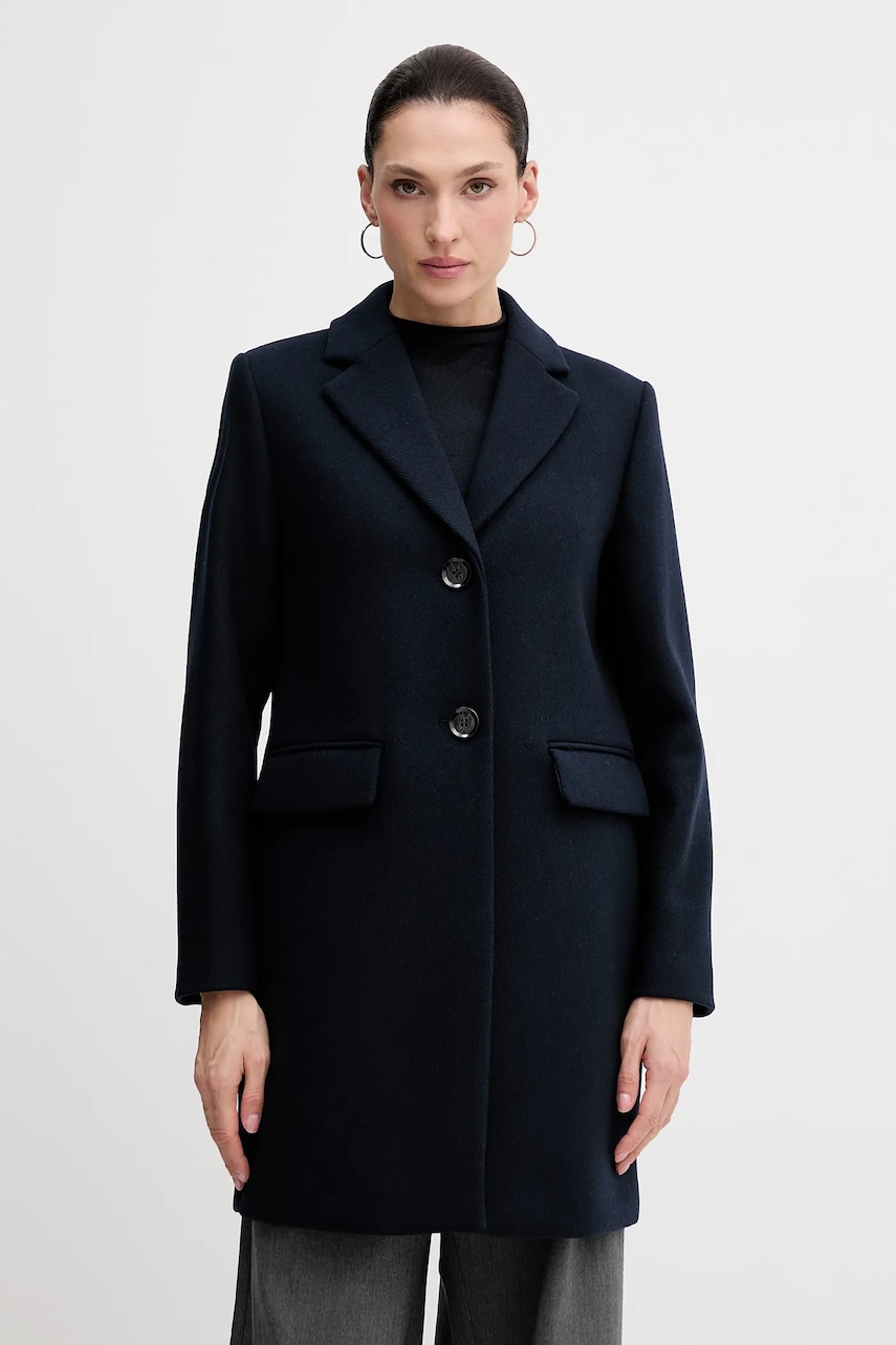 Sisley palton de lână culoarea maro, de tranzitie, 2JJYLN04N