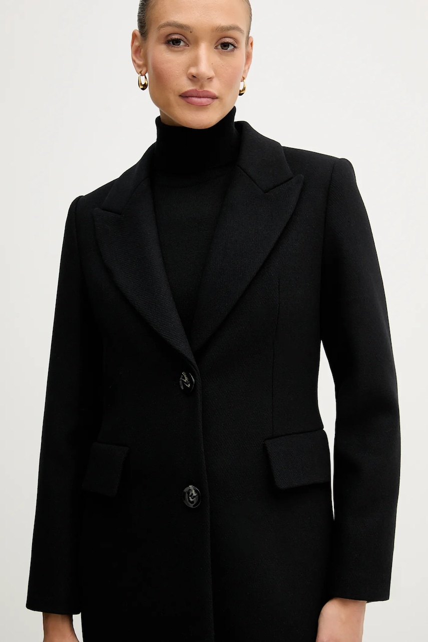 Sisley palton de lână culoarea maro, de tranzitie, 2JJYLN04Z