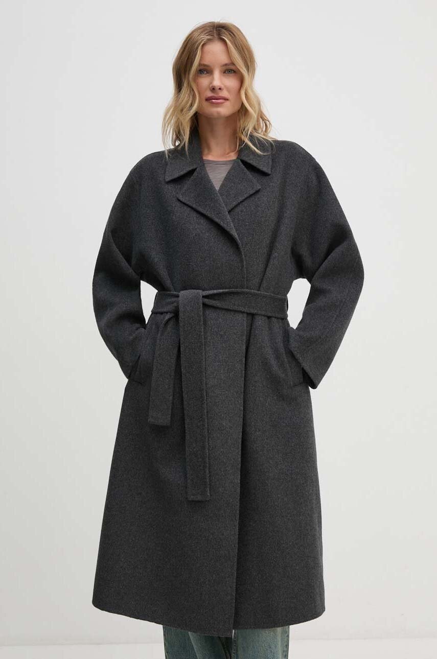 

Палто Calvin Klein в сиво зимен модел с уголемена кройка 00040WL571, Сив