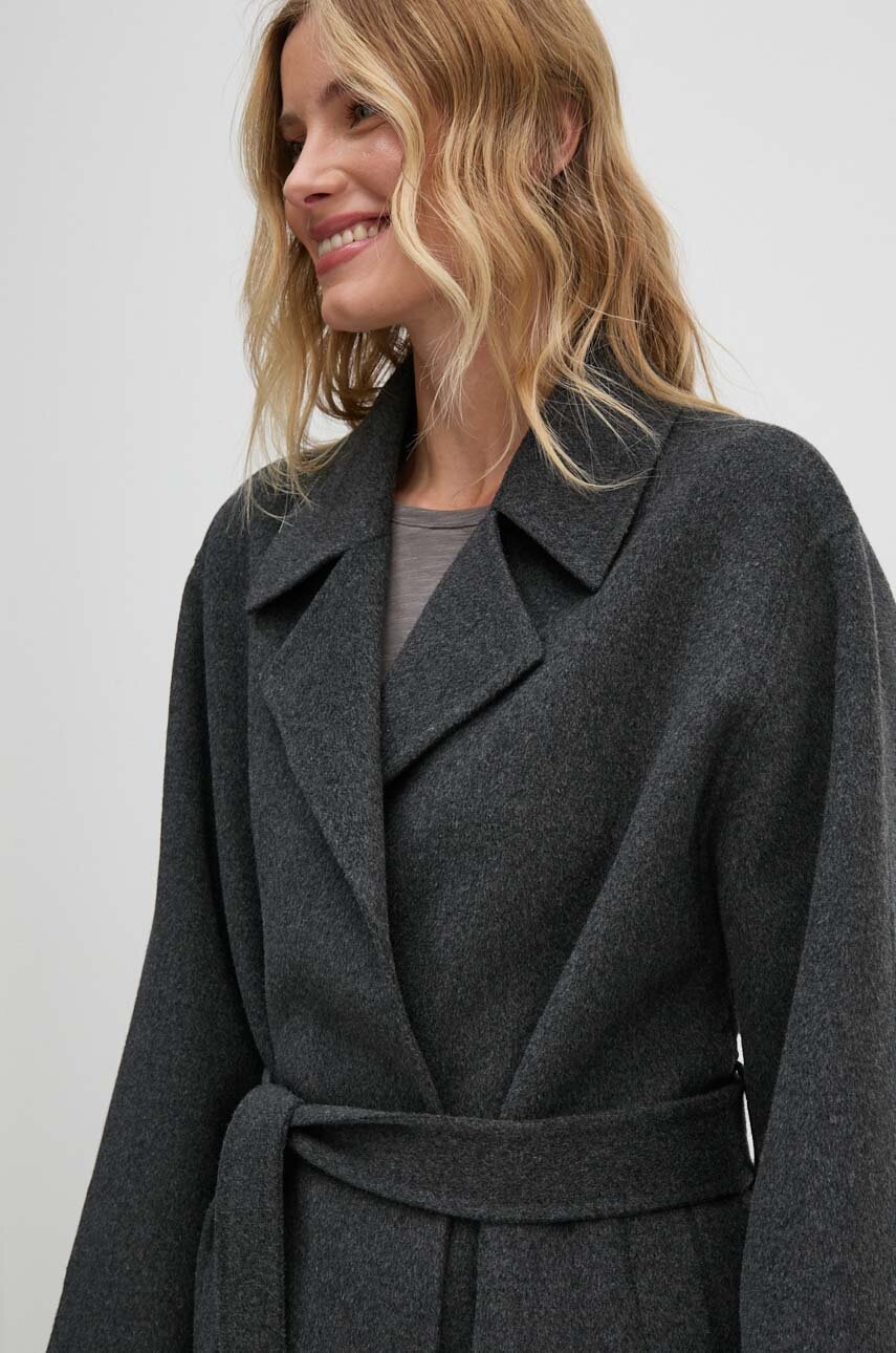 Пальто Calvin Klein жіноче колір сірий зимове oversize 00040WL571 