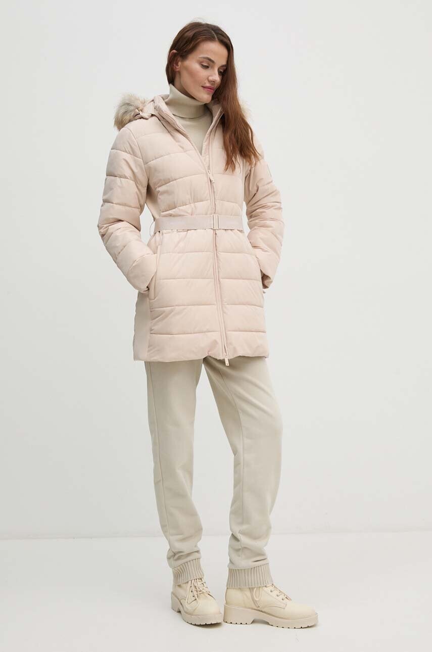 Levně Bunda Calvin Klein dámská, béžová barva, zimní, K20K207726