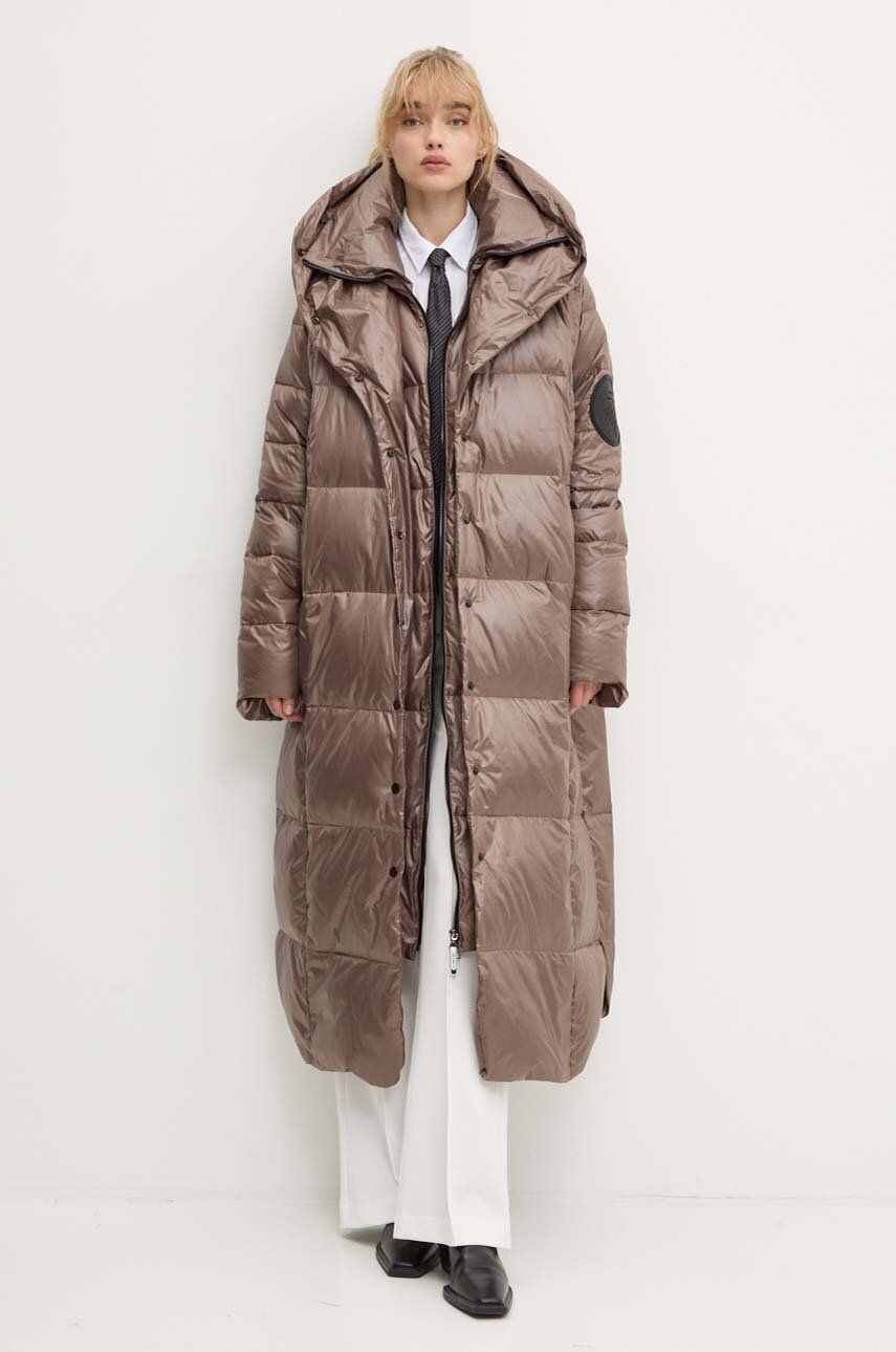 MMC STUDIO geacă de puf MILA femei, culoarea maro, de iarnă, oversized