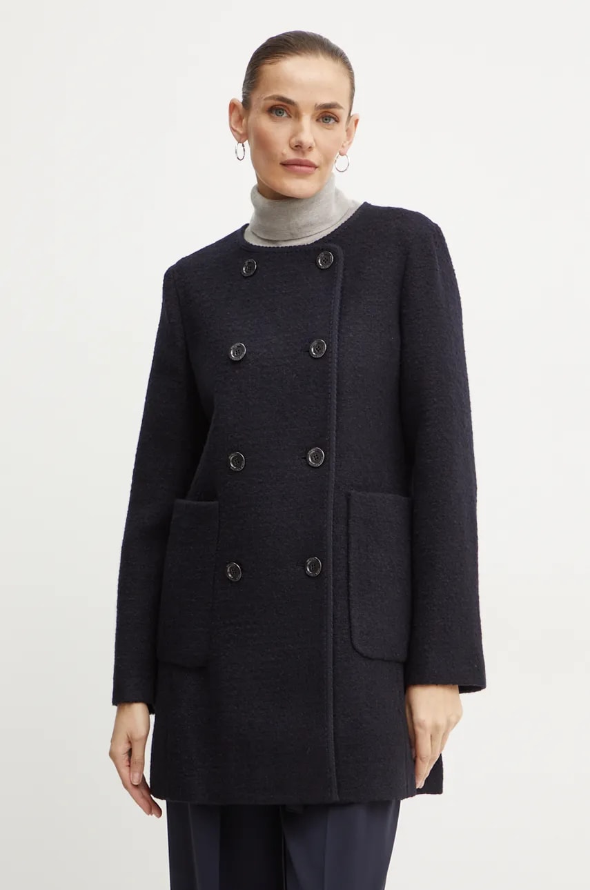 MICHAEL Michael Kors palton din lana culoarea negru, de tranzitie, cu doua randuri de nasturi, 77B6754M12 MICHAEL Michael Kors palton din lana culoarea negru, de tranzitie, cu doua randuri de nasturi, 77B6754M12
